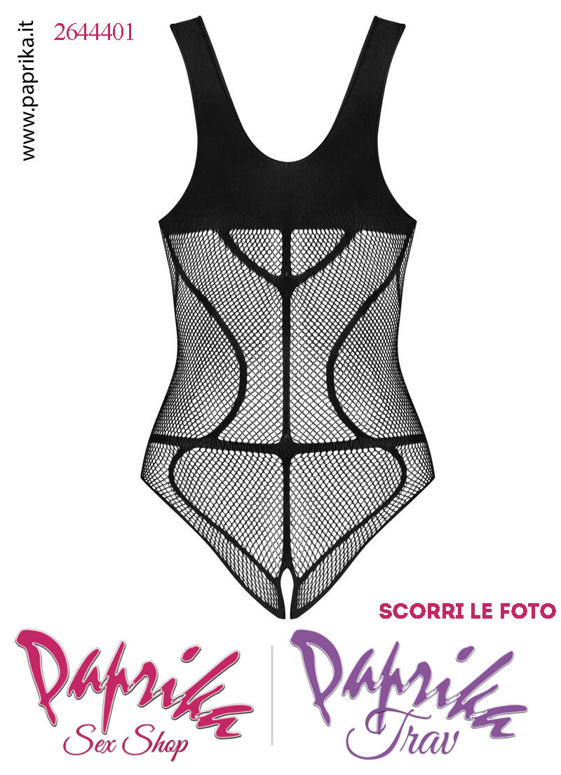 Body Sexy Apertura Rete Strisce Orizzontali Verticali Spalline Larghe