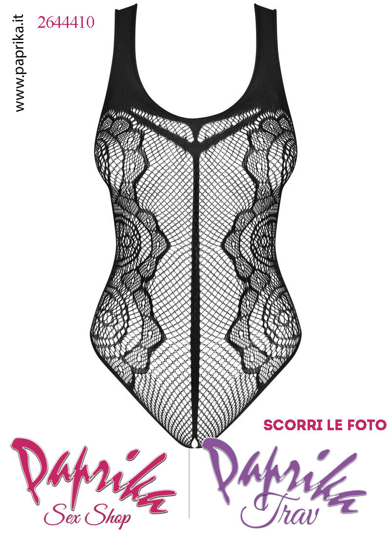 Body Sexy Apertura Rete Piccola Lavorata Spalline Larghe