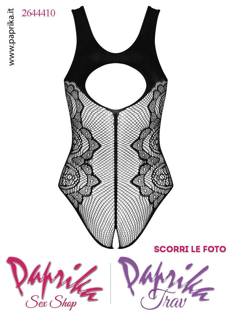 Body Sexy Apertura Rete Piccola Lavorata Spalline Larghe