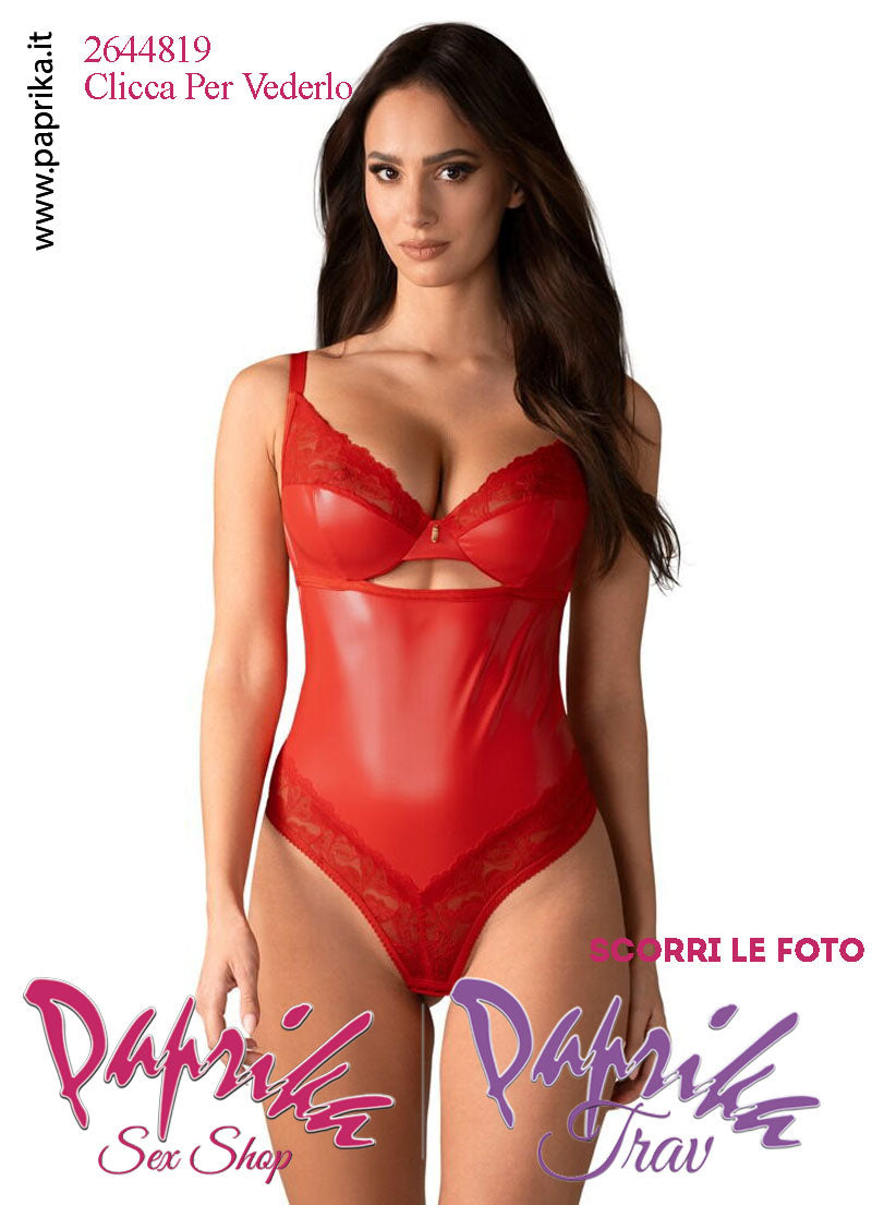 Body Slip Sexy Chiuso Wetlook & Pizzo Ampia Apertura Posteriore