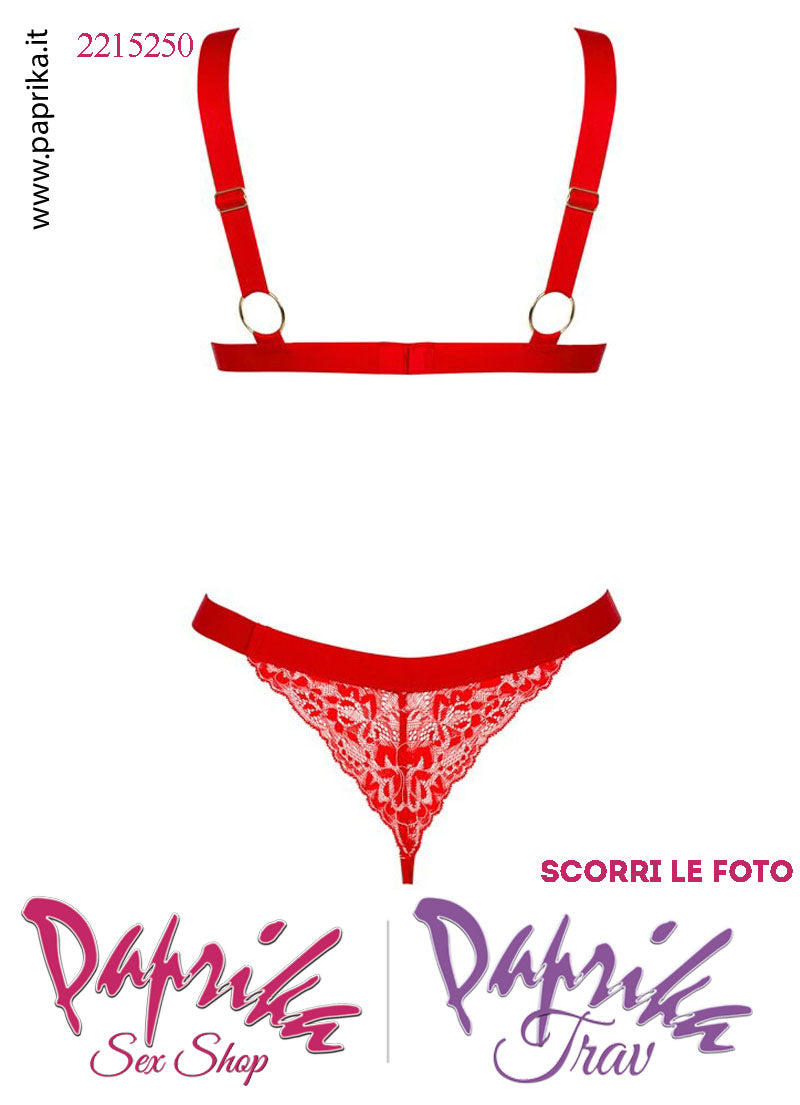 Completino Sexy 2 Pezzi Pizzo Reggiseno Cuore Centrale Perizoma Chiuso