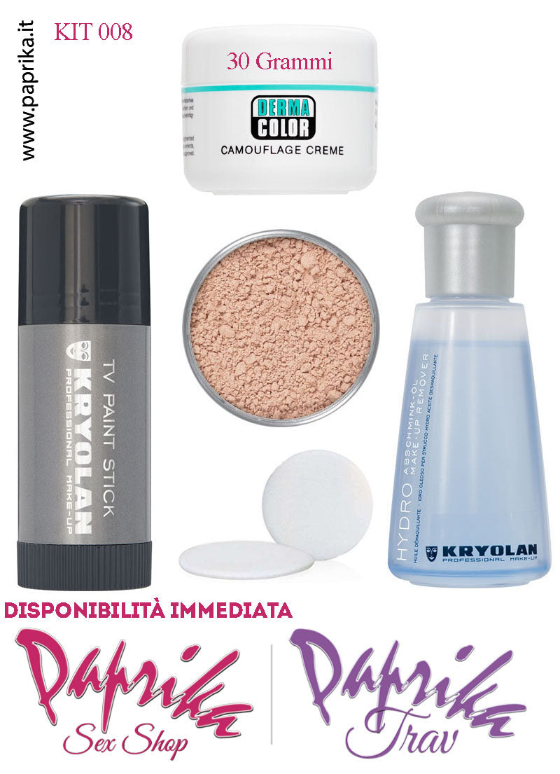 Kit Copribarba Kryolan 5 Pezzi Camouflage Big - TvPaint- Struccante - Cipria - Puf