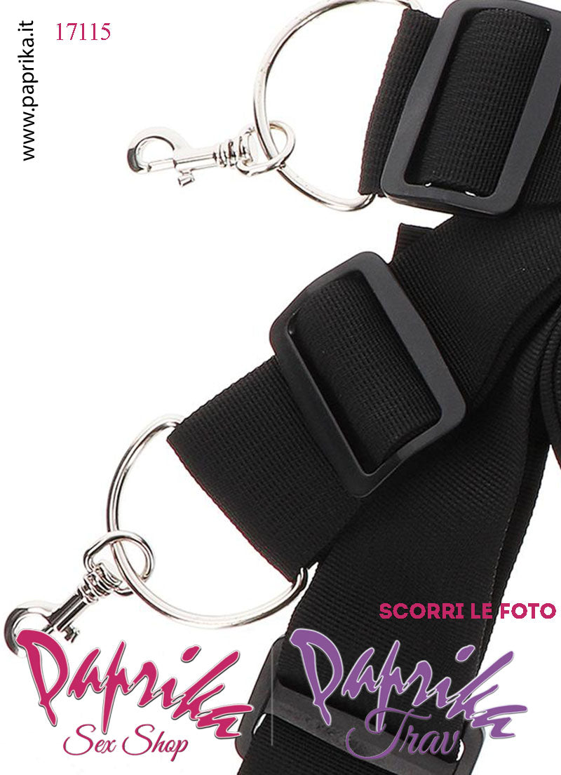 Set Bondage Letto Manette Cavigliere EcoPelle Vegan Moschettoni Cinghie