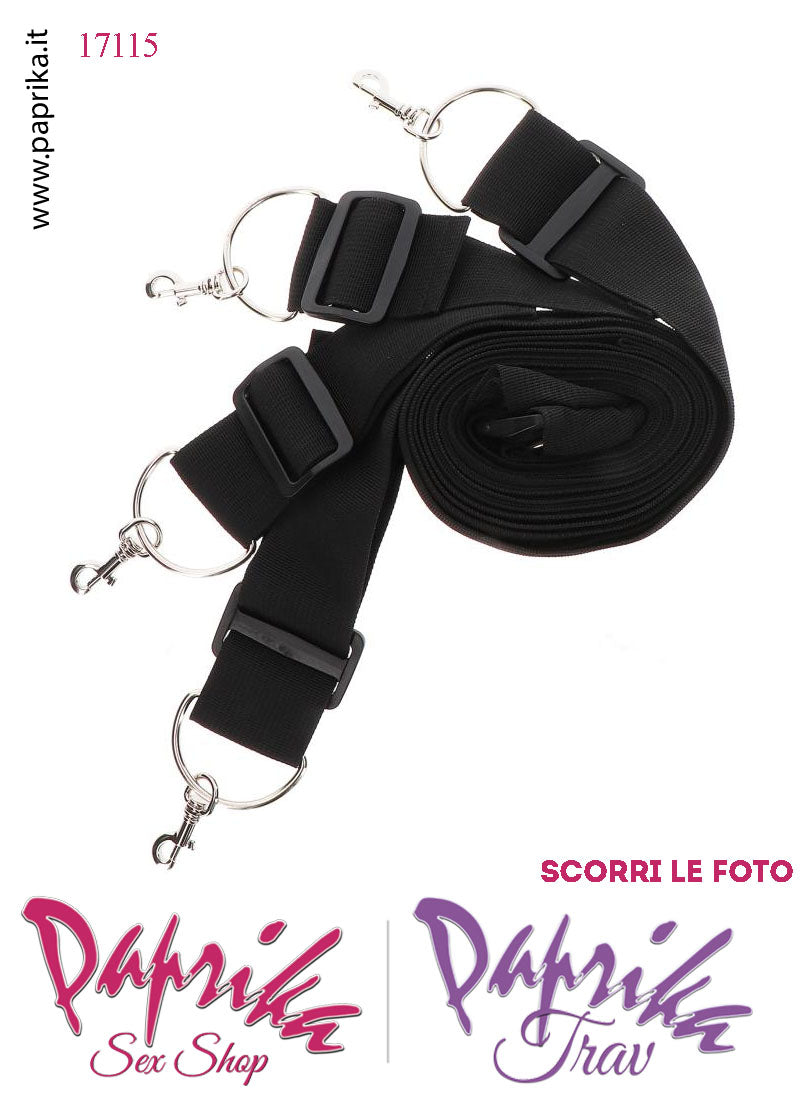 Set Bondage Letto Manette Cavigliere EcoPelle Vegan Moschettoni Cinghie