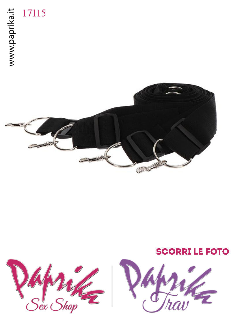 Set Bondage Letto Manette Cavigliere EcoPelle Vegan Moschettoni Cinghie