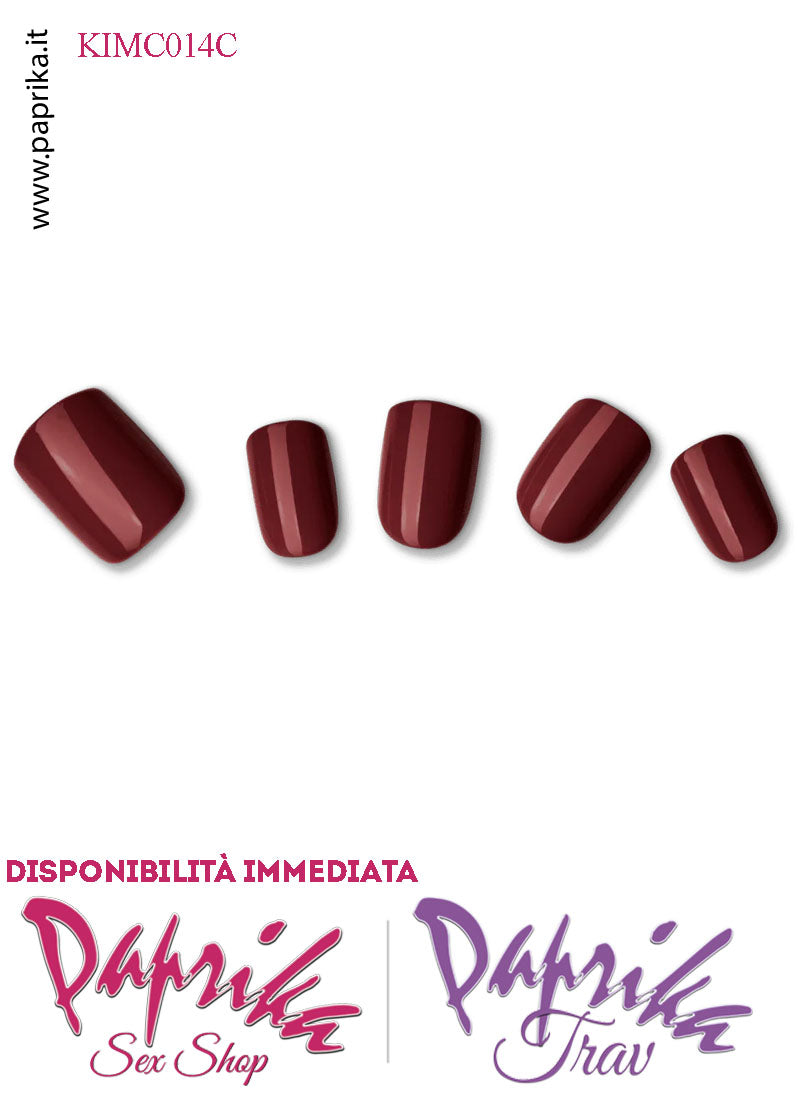 Unghie Finte Unisex Autoincollanti Biadesivo Rosso Bordeaux 30 Pz.