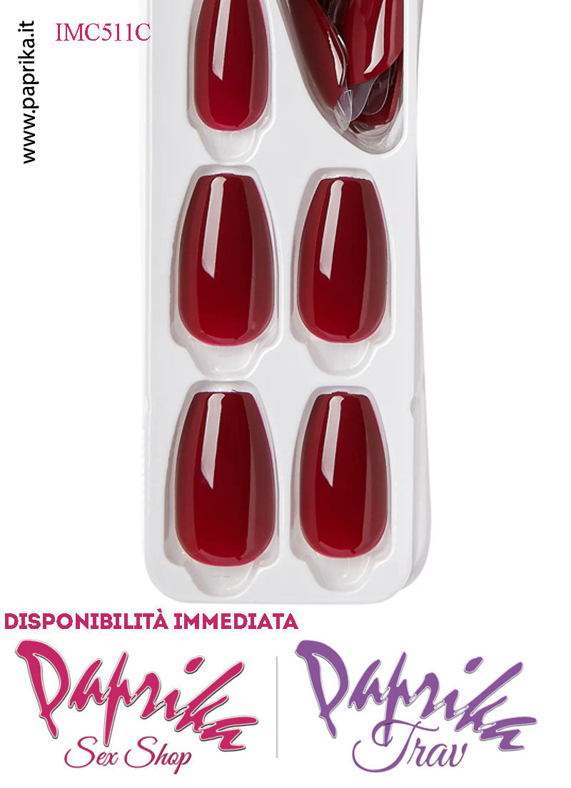 Unghie Finte Unisex Autoincollanti Biadesivo Rosso Bordeaux 30 Pz.