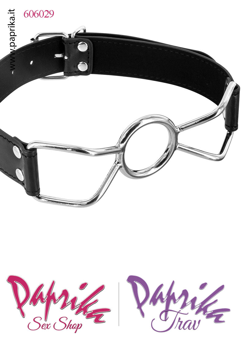 Gag Anello Ring Barra Acciaio Bdsm Fetish Bocca Aperta Cinturino Pelle