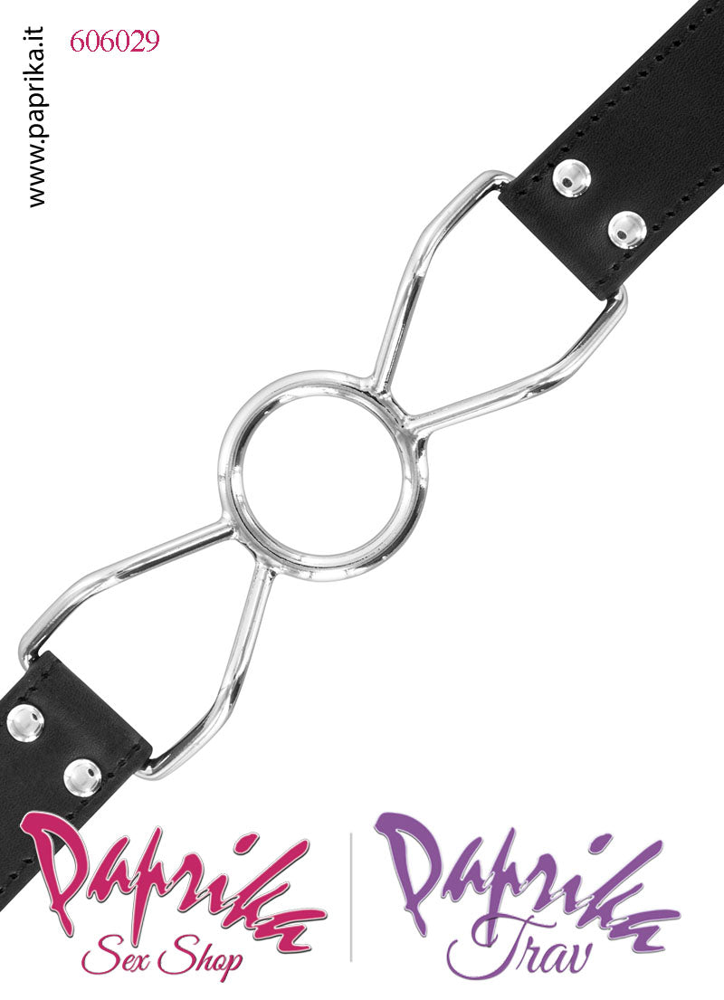 Gag Anello Ring Barra Acciaio Bdsm Fetish Bocca Aperta Cinturino Pelle