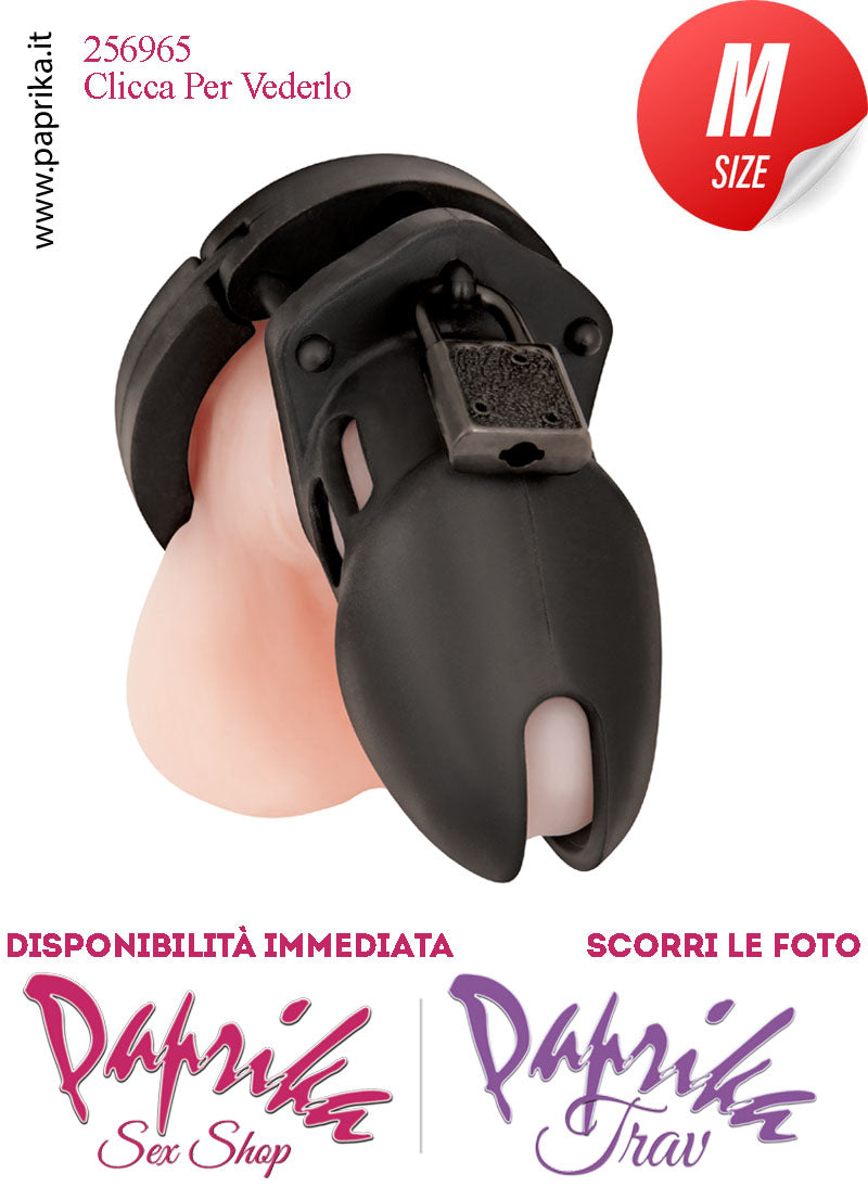 Cintura Di Castità Maschile Chastity Cage Silicone Nero Lucchetto Metallo