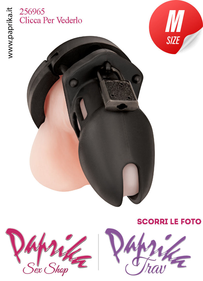 Cintura Di Castità Maschile Chastity Cage Silicone Nero Lucchetto Metallo