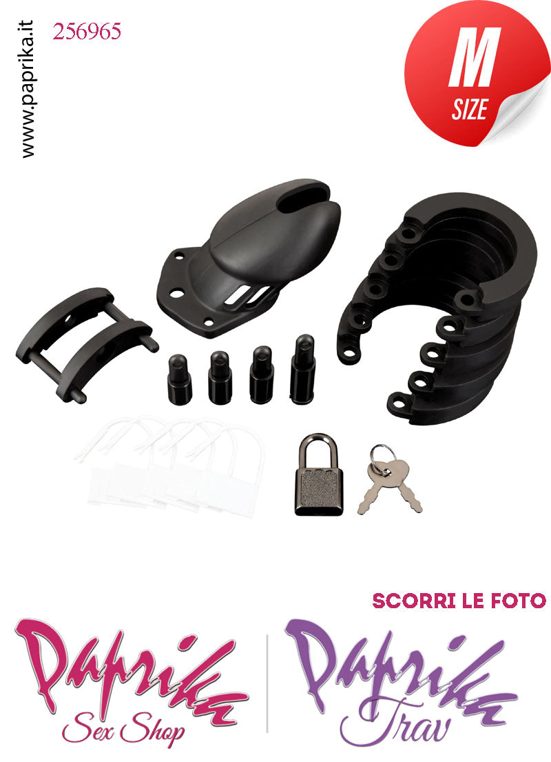 Cintura Di Castità Maschile Chastity Cage Silicone Nero Lucchetto Metallo