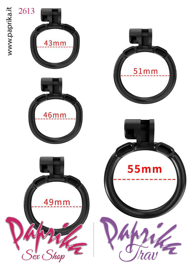 Cintura Di Castità Maschile Large Chastity Cage Abs Traforato 5 Anelli