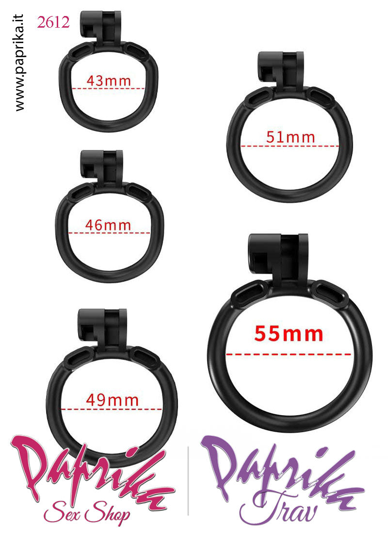 Cintura Di Castità Maschile Medium Chastity Cage Abs Traforato 5 Anelli