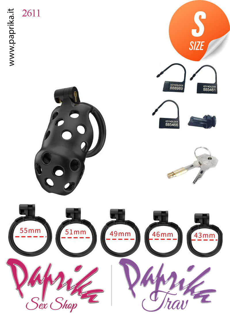 Cintura Di Castità Maschile Small Chastity Cage Abs Traforato 5 Anelli