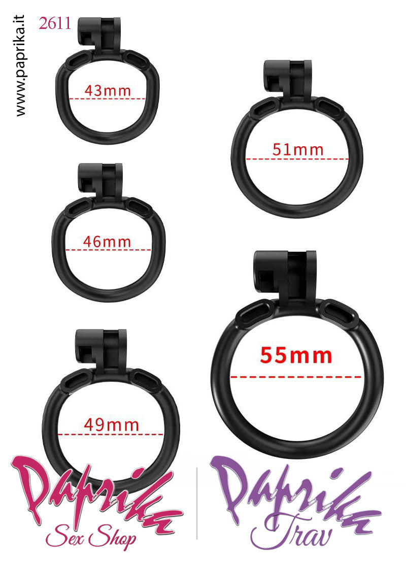 Cintura Di Castità Maschile Small Chastity Cage Abs Traforato 5 Anelli