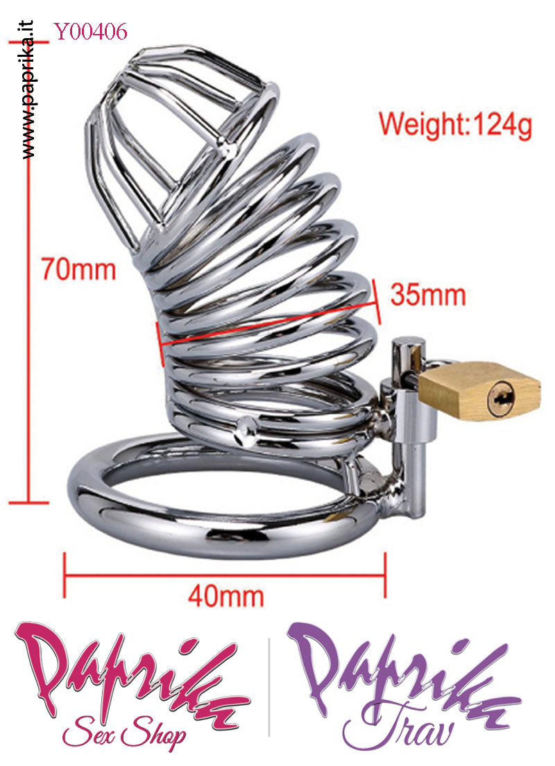 Cintura Di Castità Maschile Chastity Cage Corta Acciaio Anello Ø 43