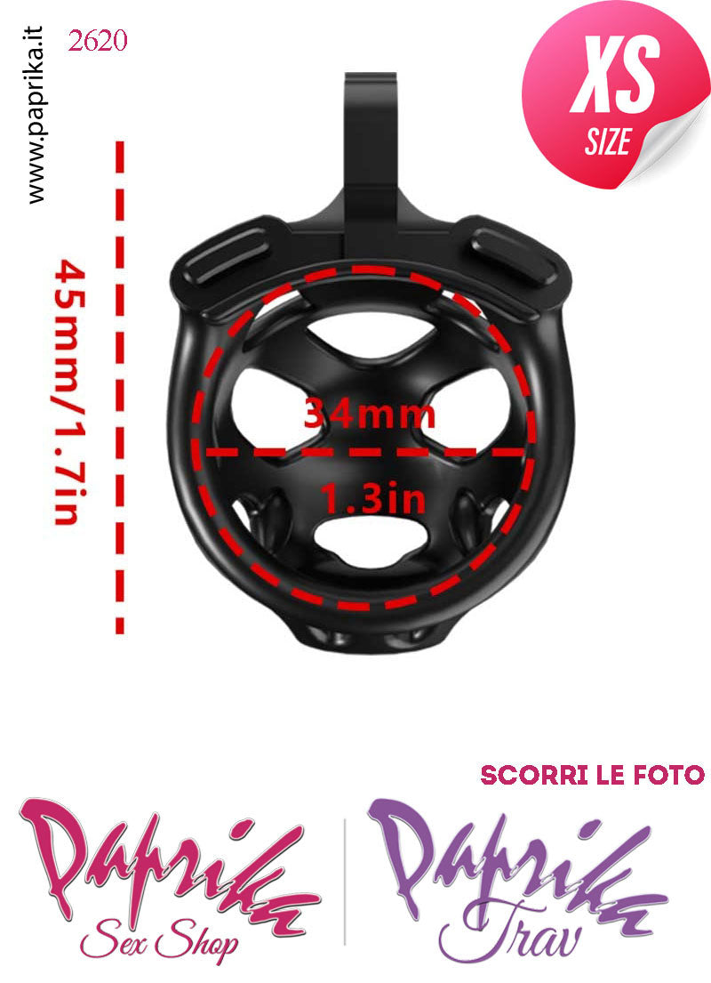 Cintura Di Castità Maschile Extra Small Dog Chastity Cage Abs Traforato 5 Anelli