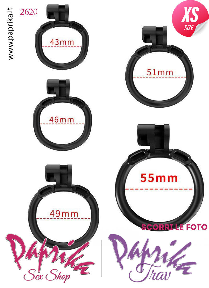 Cintura Di Castità Maschile Extra Small Dog Chastity Cage Abs Traforato 5 Anelli