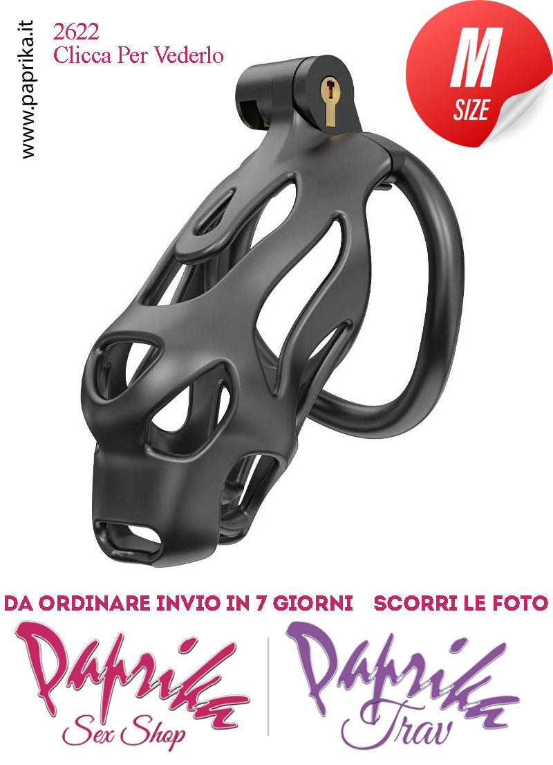 Cintura Di Castità Maschile Medium Dog Chastity Cage Abs Traforato 5 Anelli