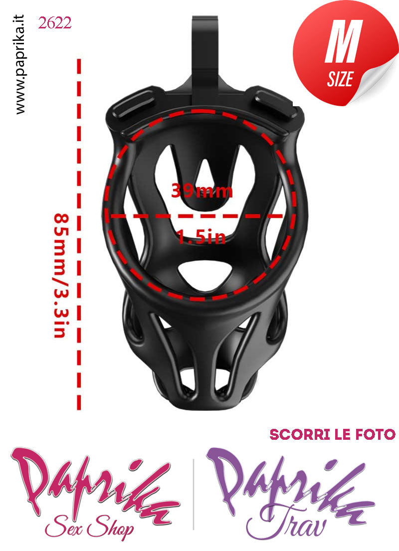 Cintura Di Castità Maschile Medium Dog Chastity Cage Abs Traforato 5 Anelli