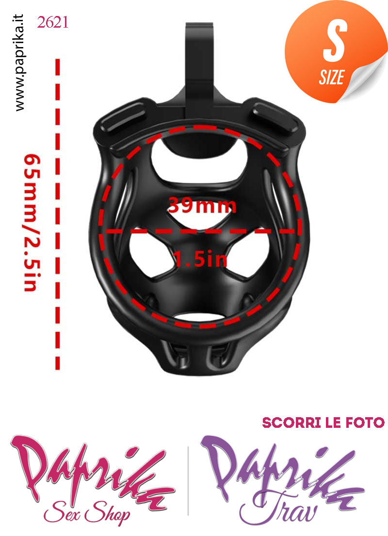 Cintura Di Castità Maschile Small Dog Chastity Cage Abs Traforato 5 Anelli