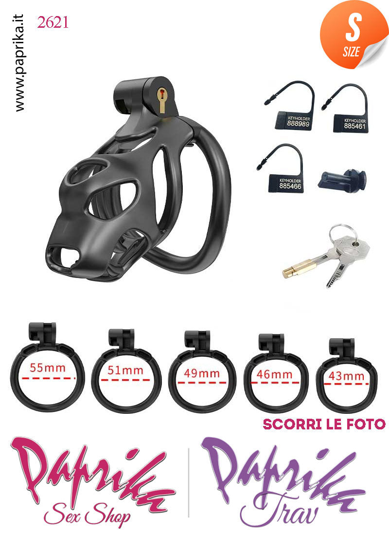 Cintura Di Castità Maschile Small Dog Chastity Cage Abs Traforato 5 Anelli