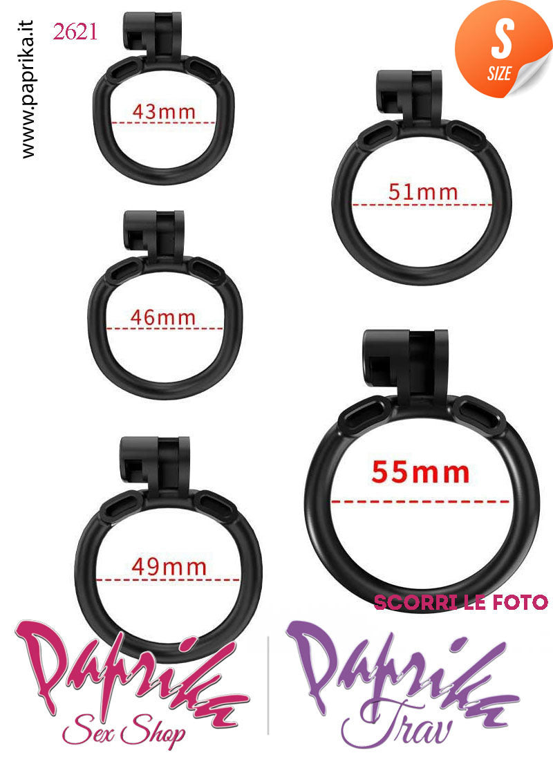 Cintura Di Castità Maschile Small Dog Chastity Cage Abs Traforato 5 Anelli