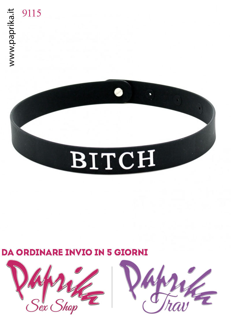 Collare Basso 20 mm Silicone Unisex "Bitch" 4 Fori Regolazione Perno Acciaio