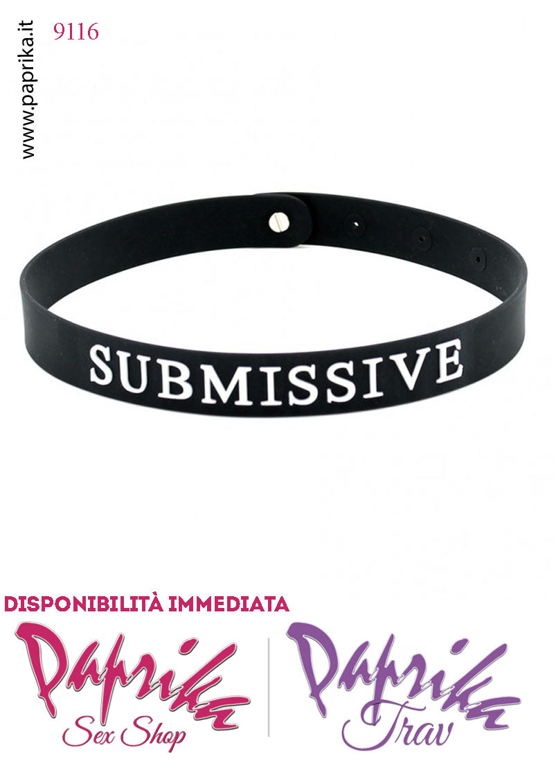 Collare Basso 20 mm Silicone Unisex "Submissive" 4 Fori Regolazione Perno Acciaio