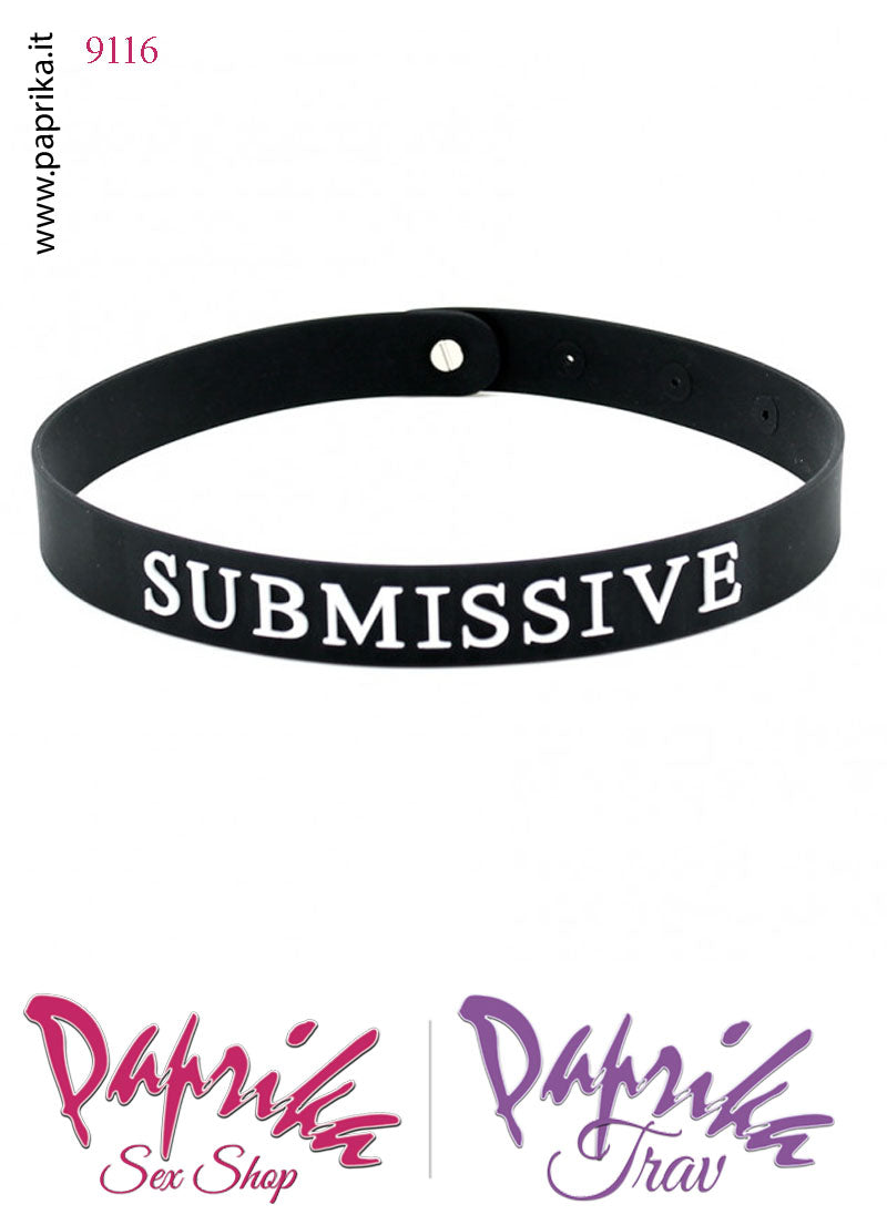 Collare Basso 20 mm Silicone Unisex "Submissive" 4 Fori Regolazione Perno Acciaio