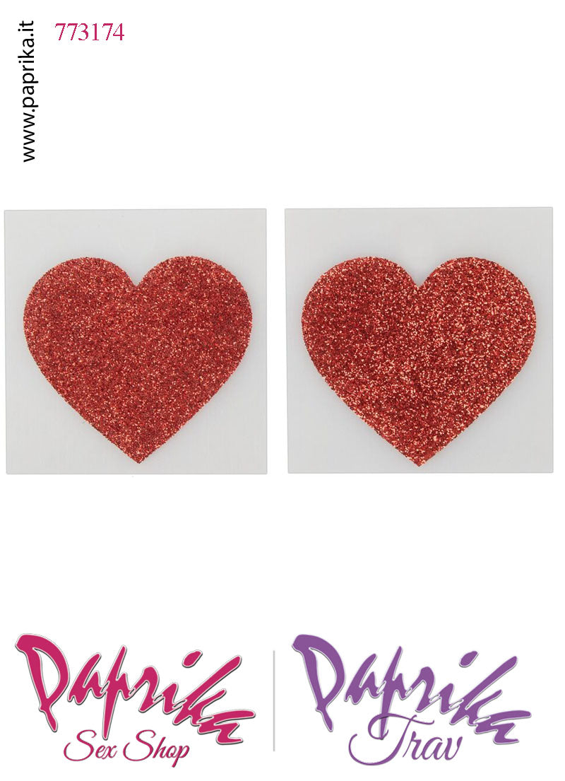 Copri Capezzoli Adesivi Glitter Brillante Forma Cuore Effetto Luccicante