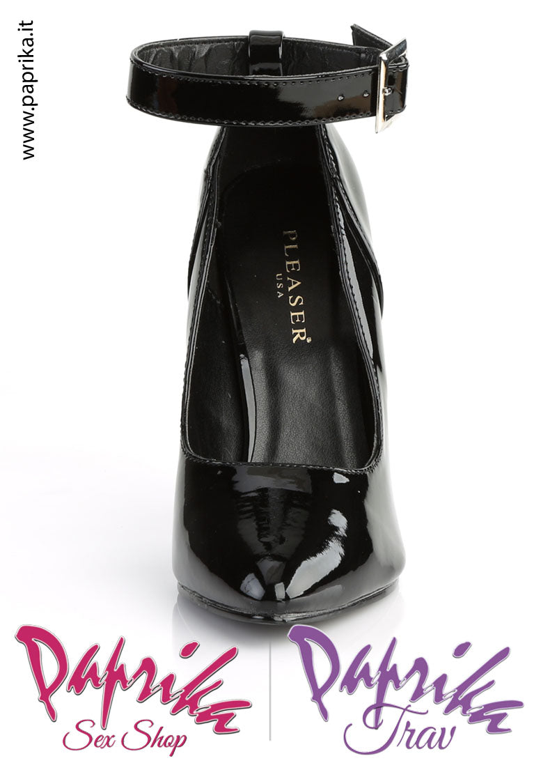 Décolleté Sexy Vernice Nera Tacco 12.7 Cinturino Largo Senza Zeppa