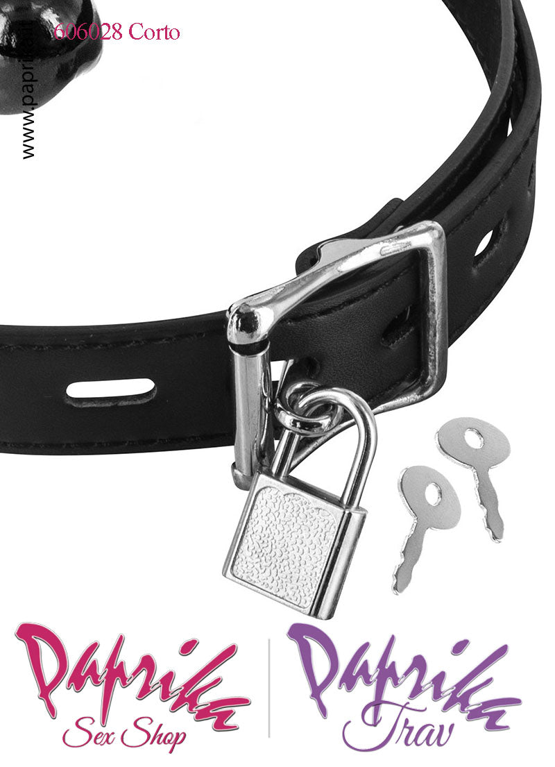 Ball Gag Falletto Corto Tpr Bdsm Fetish Lucchetto Cinturino Pelle