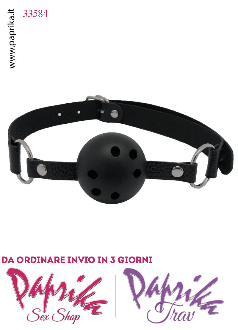 Ball Gag Bocca Pallina Abs Traforata Cinturino EcoPelle Regolabile