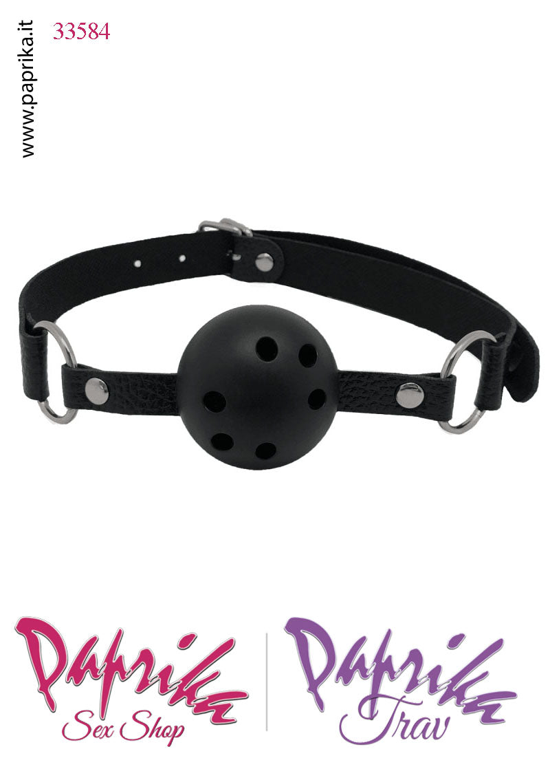 Ball Gag Bocca Pallina Abs Traforata Cinturino EcoPelle Regolabile