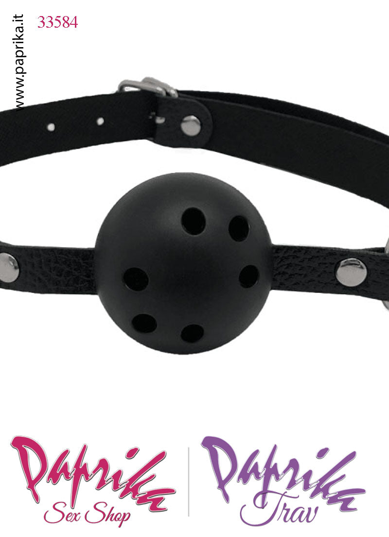 Ball Gag Bocca Pallina Abs Traforata Cinturino EcoPelle Regolabile