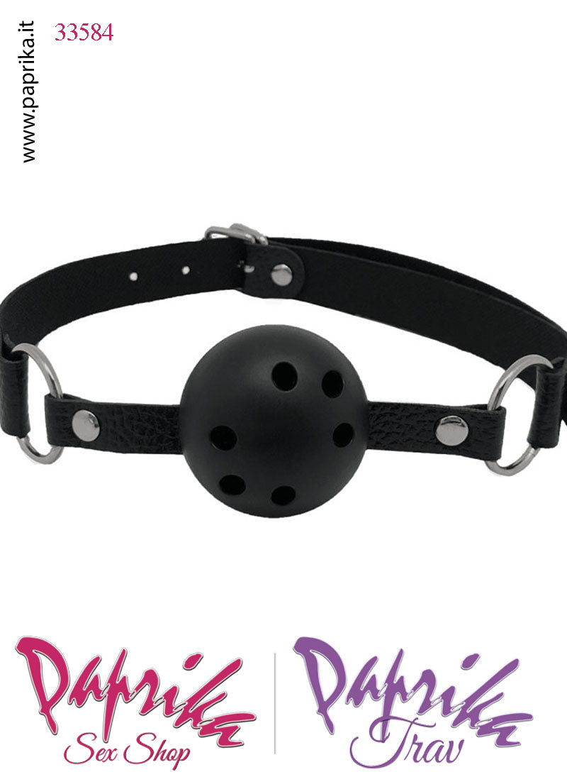 Ball Gag Bocca Pallina Abs Traforata Cinturino EcoPelle Regolabile