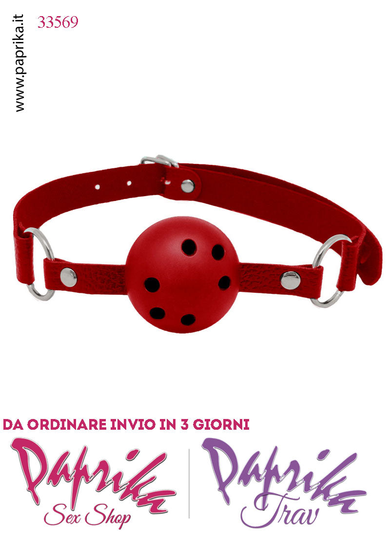 Ball Gag Bocca Pallina Abs Traforata Cinturino EcoPelle Regolabile