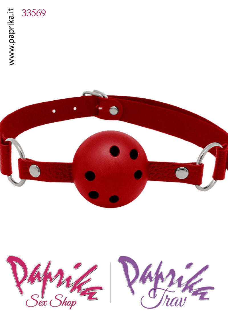 Ball Gag Bocca Pallina Abs Traforata Cinturino EcoPelle Regolabile