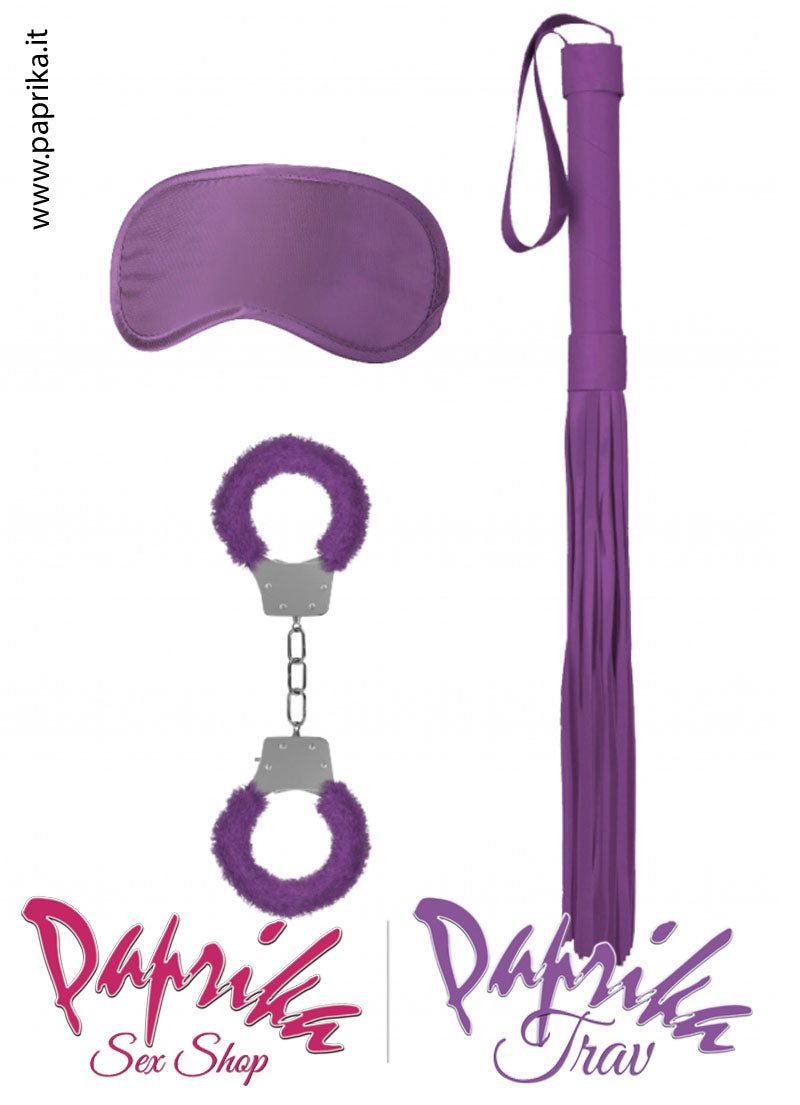 Kit Bdsm Fetish Soft Manette Metallo Mascherina Frustino Indolore