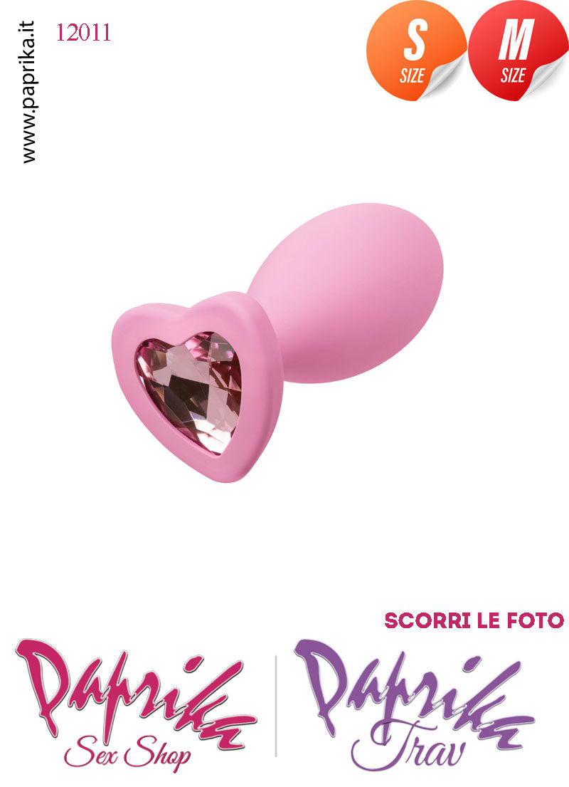 Kit Prima Volta Anale 2 Plug Small Medium Silicone Gioiello Cuore Rosa