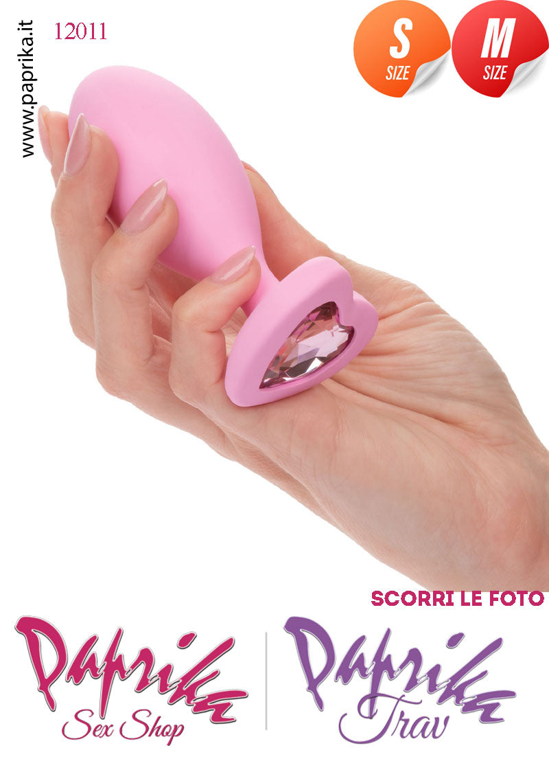 Kit Prima Volta Anale 2 Plug Small Medium Silicone Gioiello Cuore Rosa