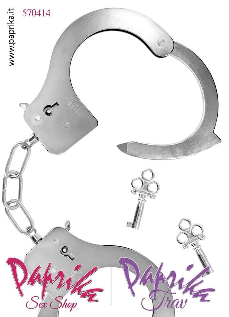 Manette Pesanti Handcuffs Metallo Catenella Corta Levetta e Chiave