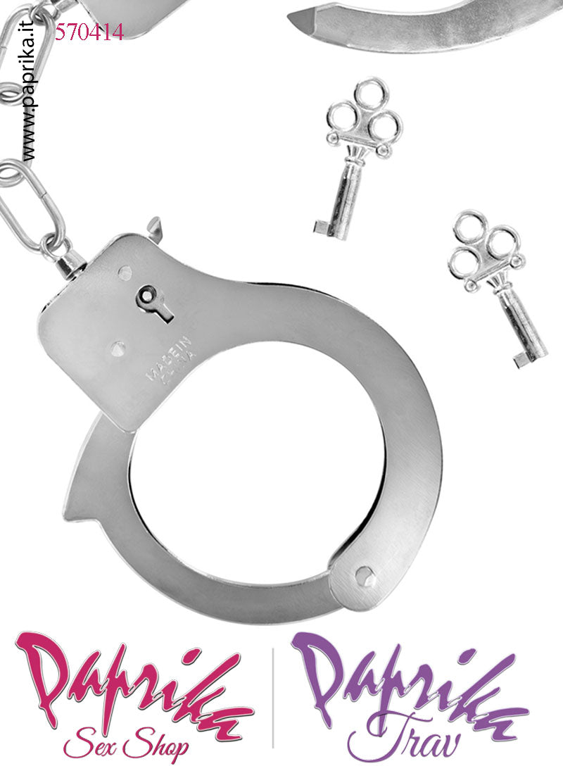 Manette Pesanti Handcuffs Metallo Catenella Corta Levetta e Chiave