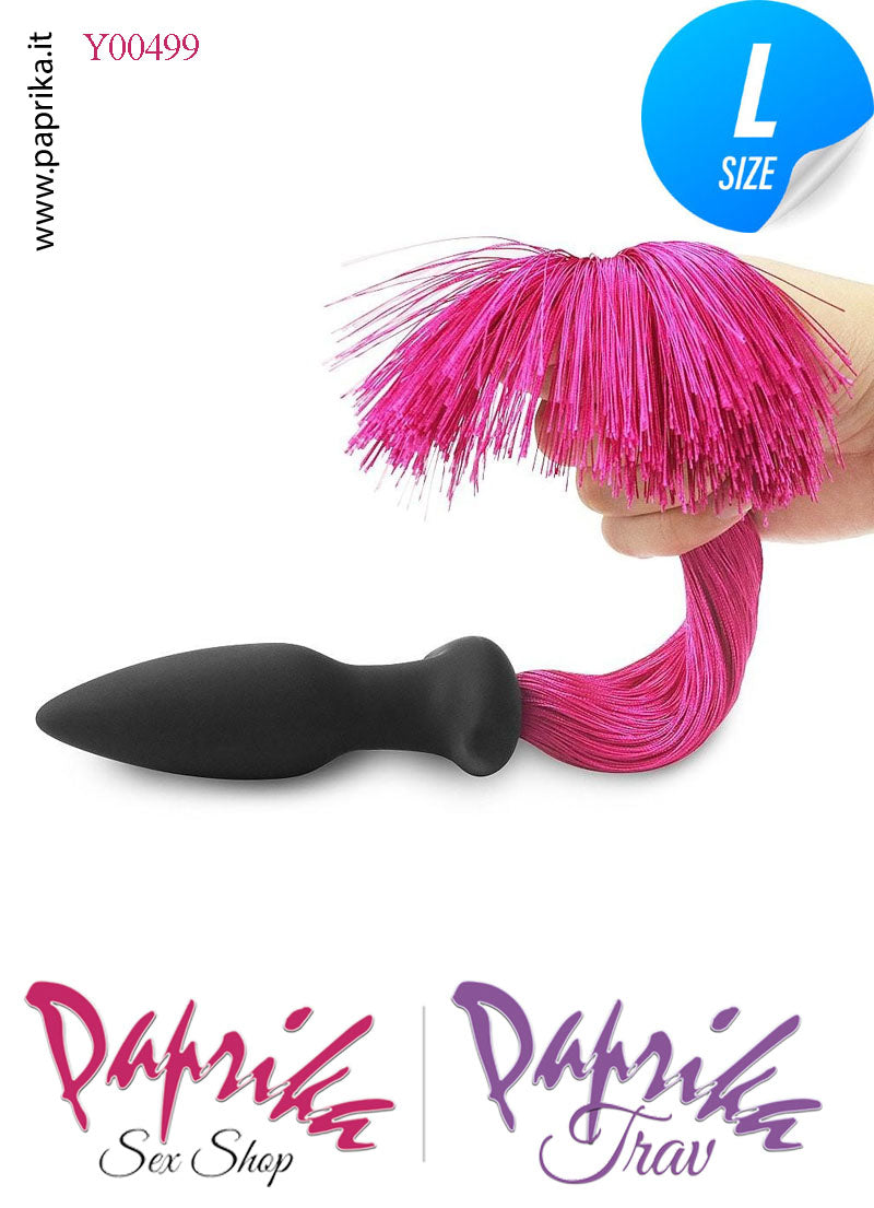 Plug Anale Pony Unisex Large Sagomato Silicone Coda Rosa 33 cm