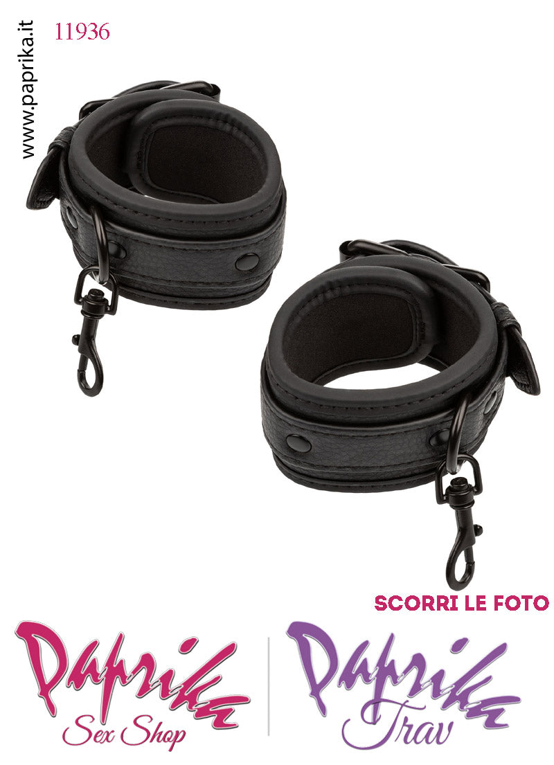 Set Bondage Letto Manette Cavigliere Fibbie Moschettoni Metallo Cinghie