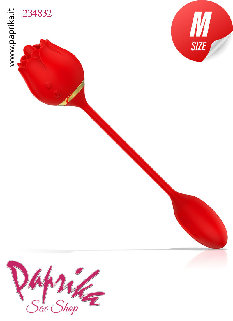 Stimolatore Rosa Rossa Lingua Clitoride Ovulo Vaginale Silicone Ø 32