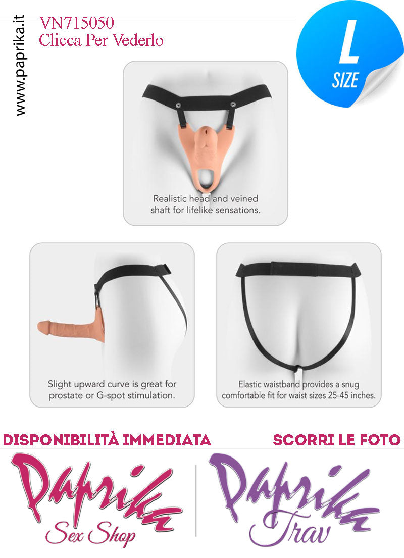 Strap-On Silicone Fallo Cavo Protesi 15 cm Ø 42 Punta Piena 5 cm Foro Testicoli