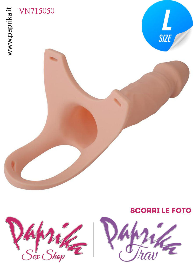 Strap-On Silicone Fallo Cavo Protesi 15 cm Ø 42 Punta Piena 5 cm Foro Testicoli